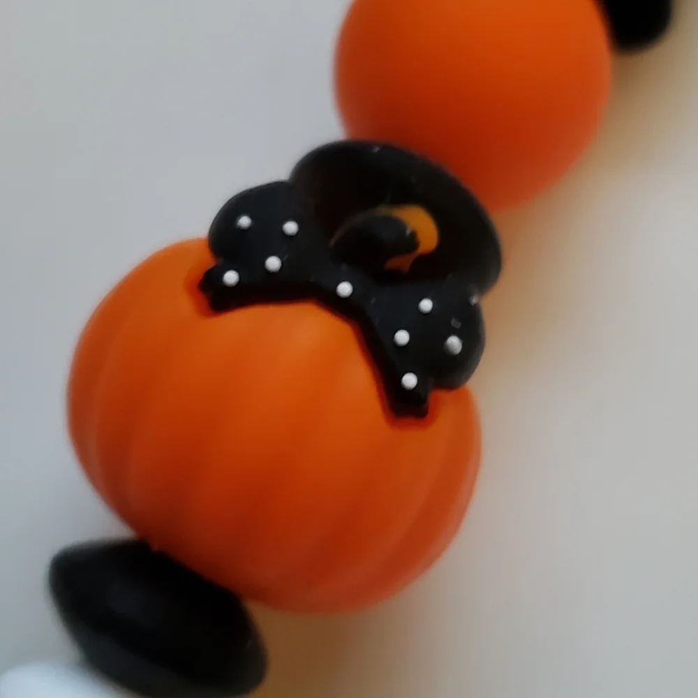 Handmade Halloween Fall Boo Pumpkin Gnome Silicone Focal Bead Keychain